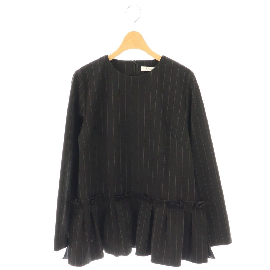 アドーア ADORE 23 AW ファインストライプブラウス 38 ブラック ブラウン グレー ES OS