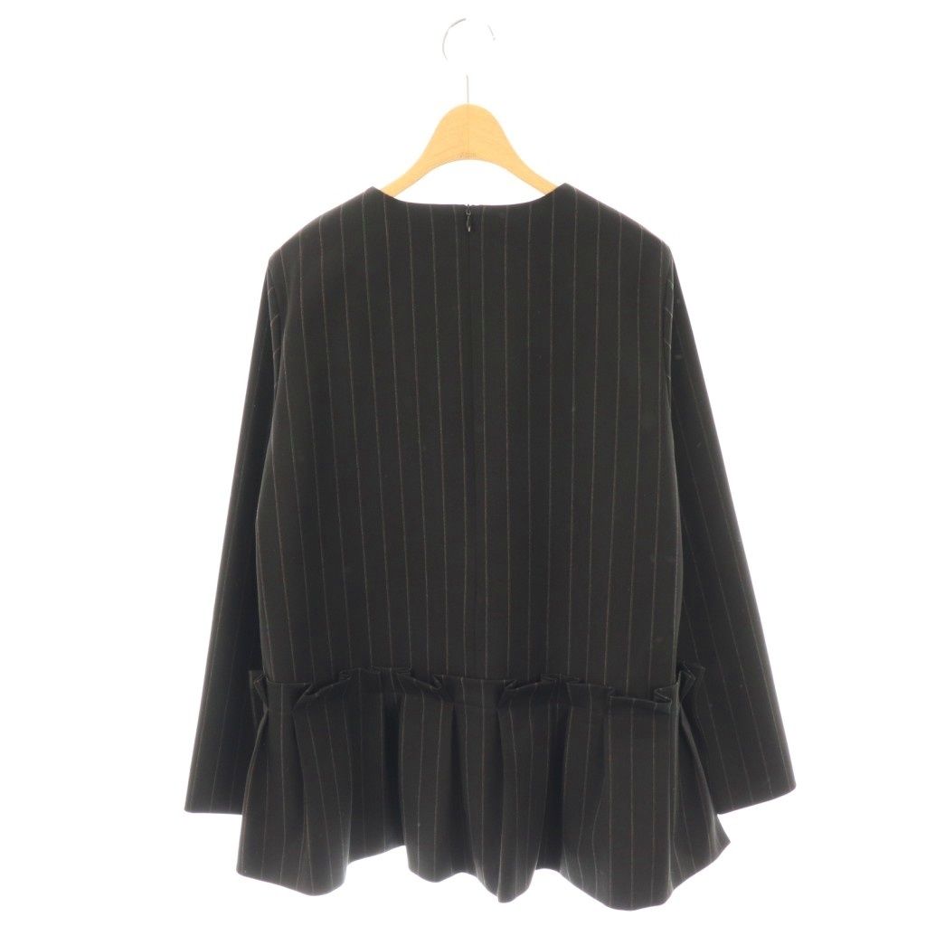 アドーア ADORE 23AW ファインストライプブラウス 38 ブラック ブラウン グレー ES OS