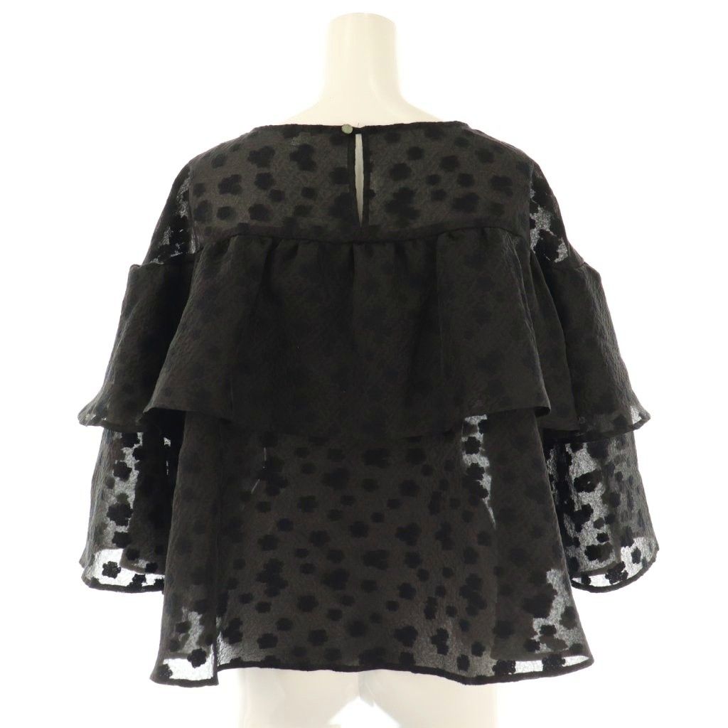 ラフロー roughlow 25SS jacquard layered blouse ブラウス オーガンジー F ブラック ES OS