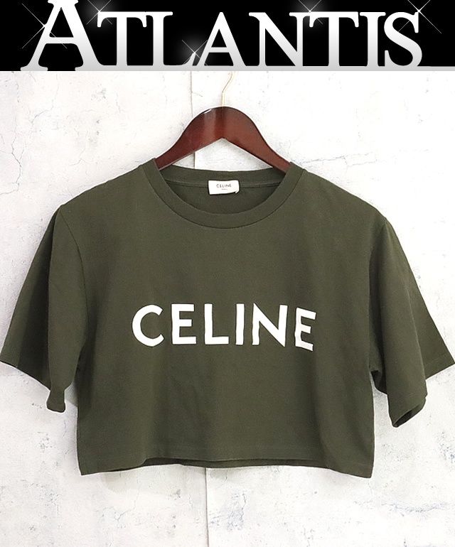 広尾店 セリーヌ CELINE クロップド Tシャツ カーキ size XS 2X761671Q 17585