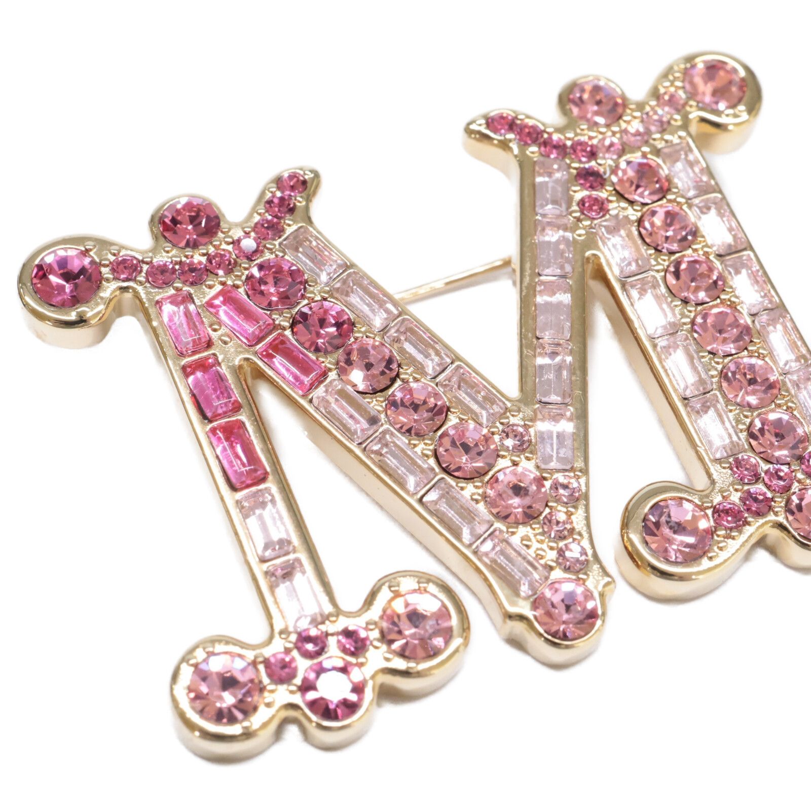  Max Mara マックスマーラ BATH 2 ラインストーン ロゴモチーフ ブローチ コサージュ アクセサリー