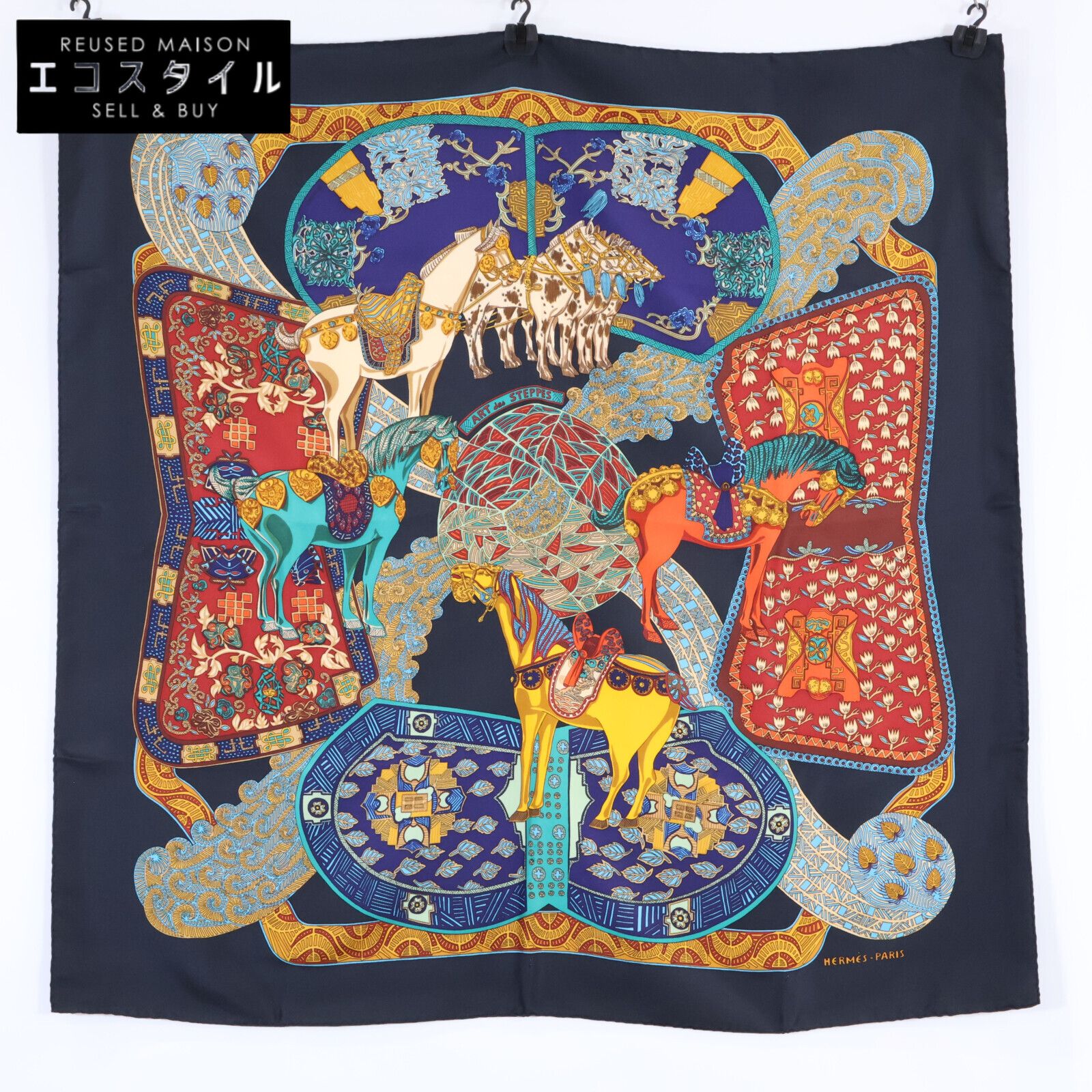 HERMES エルメス ART des STEPPES ステップ美術 シルク カレ90