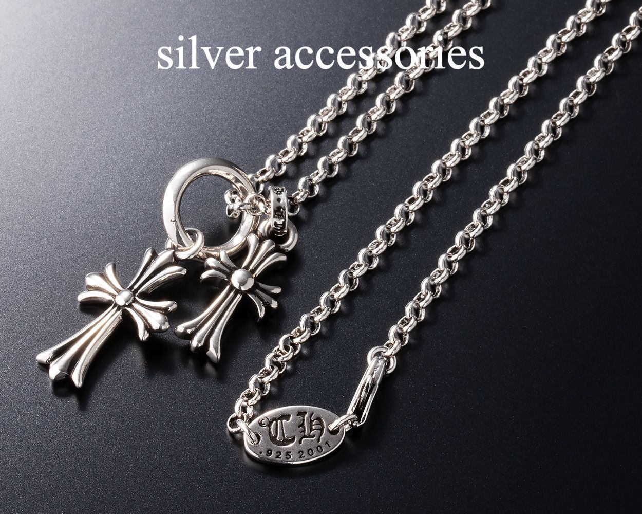 シルバー925 タイニークロスネックレス 【希少モデル】 シルバー925 2連クロスネックレス ベビーファット×タイニークロス