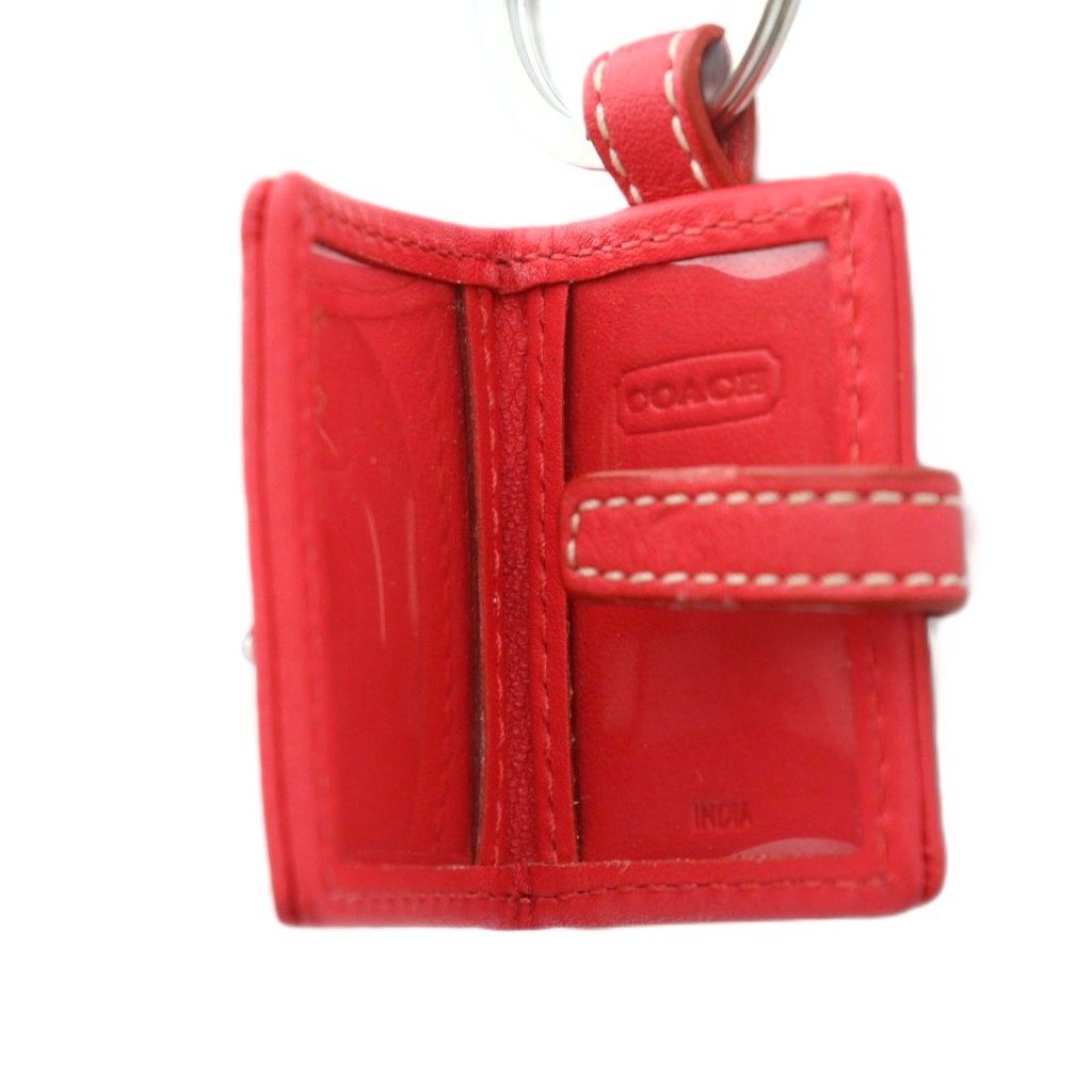 coach コーチ　写真入れ手帳型　キーリング　キーホルダー　赤 コーチ COACH 手帳型キーホルダー ストラップ 写真入れ ロゴ