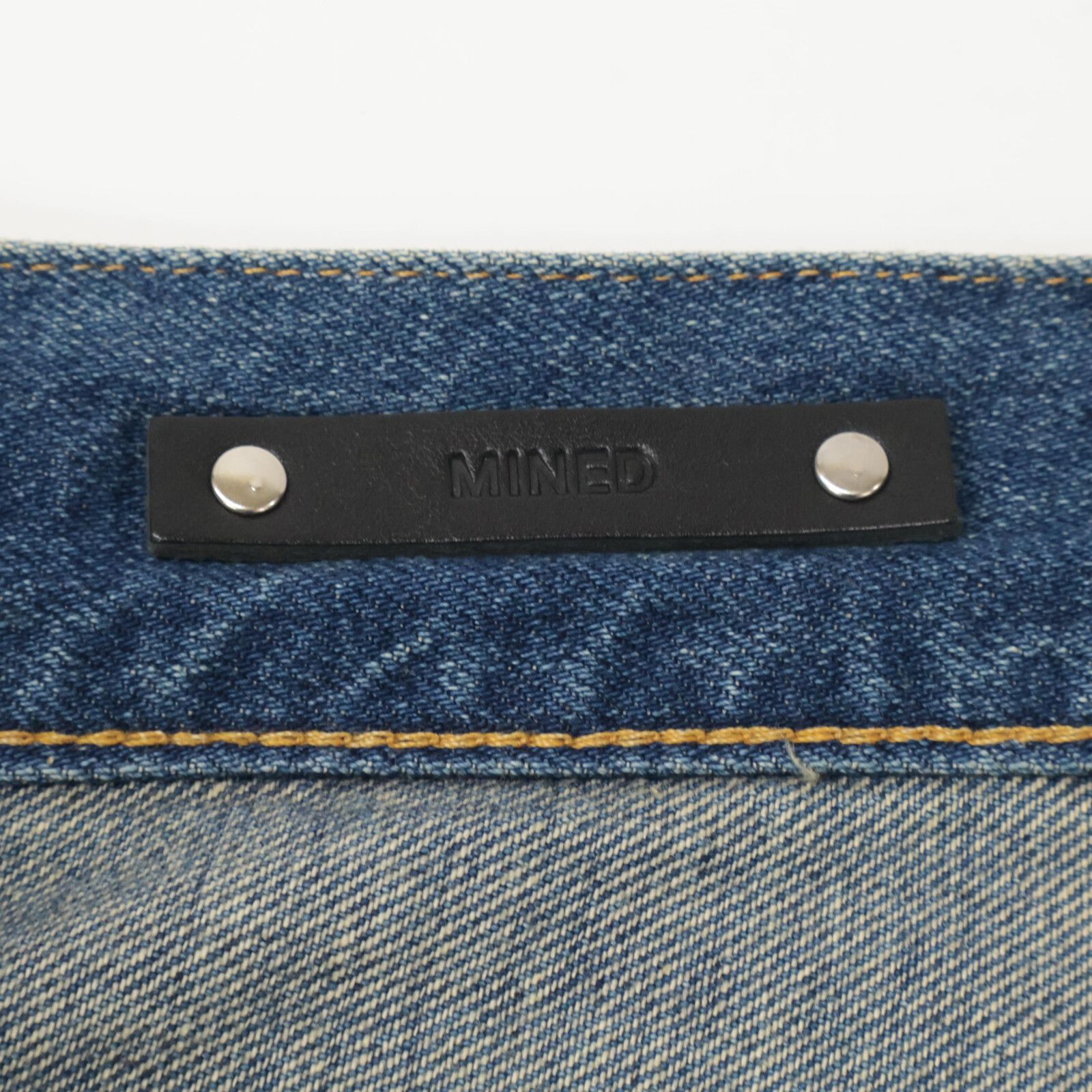 MINEDENIM マインデニム ﾌﾞﾙｰ系 ｼﾞｯﾌﾟﾌﾗｲ ﾍﾟﾝｷ加工 ﾄﾞﾛｰｺｰﾄﾞ付き ﾜｲﾄﾞ