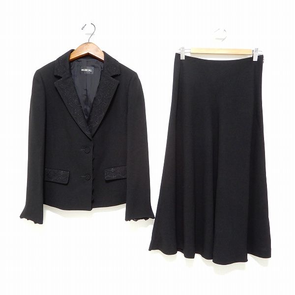 anc インゲボルグ フ ロング スカートスーツ セットアップ ツーピース 9 黒 レース レディース 971561