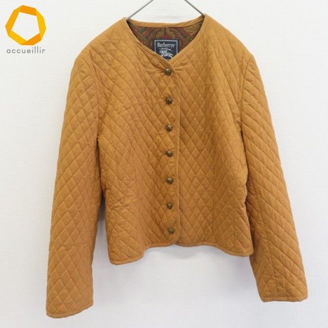 バーバリー BURBERRYS ヴィンテージ ジャケット キルティングジャケット デザインボタン シルク混 w940811