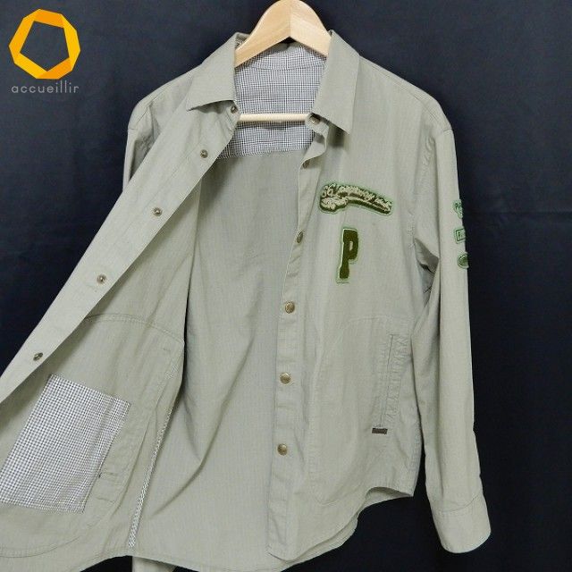 S*7様 PAPAS フード付きオリーブグリーンジャケット ワッペン