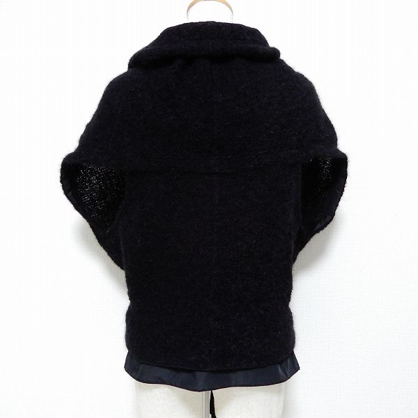 wnc エイココンドウ EIKO KONDO カーディガン ベスト 羽織 ノースリーブ リボン 42 黒 紺 アルパカ混 モヘヤ混 レディース 948244