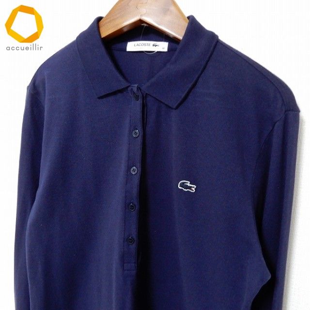  anc ラコステ LACOSTE 長袖 ポロシャツ 40 紺 レディース 950457 長袖 ポロシャツ