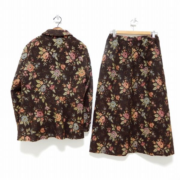 wnc バライロノクラシ バラ色の暮し バラクラ セットアップ スリーピース 濃茶 オレンジ系 バラ柄 モヘア混 レディース 950629