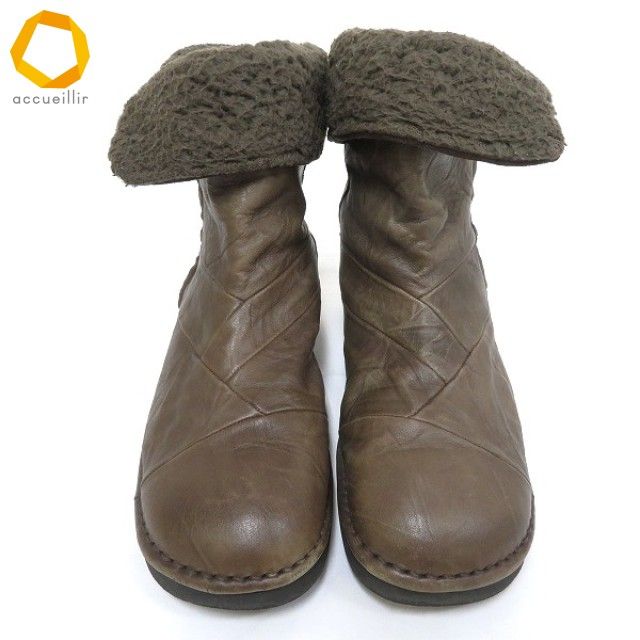 ws ジウ 慈雨 センソユニコ SENSOUNICO ショート ブーツ こげ茶 レザー