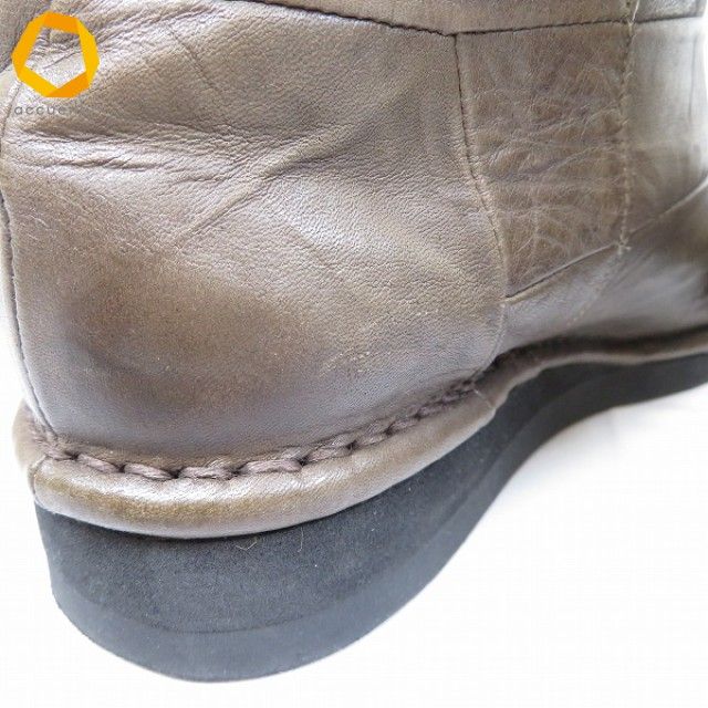 #ws ジウ 慈雨 センソユニコ SENSOUNICO ショート ブーツ こげ茶 レザー 皮革 パッチワーク ボア 日本製 レディース [958414] k01