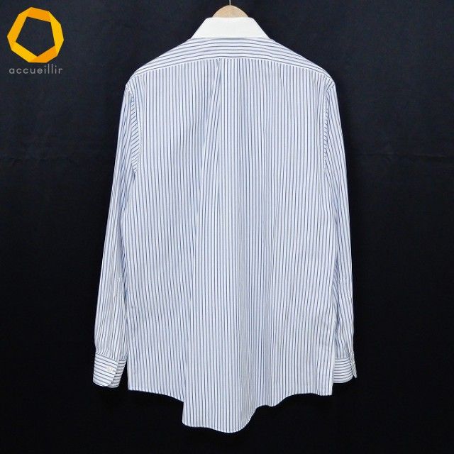 anc ブルックスブラザーズ BrooksBrothers 長袖シャツ ワイシャツ 16-34 白 青 ポケット ストライプ メンズ 959422