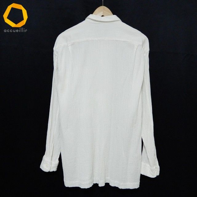apc イッセイミヤケメン ISSEY MIYAKE MEN プリーツ 長袖シャツ M 白系 メンズ 960625