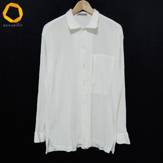 apc イッセイミヤケメン ISSEY MIYAKE MEN プリーツ 長袖シャツ M 白系 メンズ 960625
