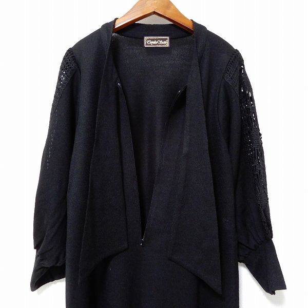 専用 斎藤都世子　ニット　濃紺ドット　上着裾フレアー　スーツ anc サイトウトヨコ 斉藤都世子 ワンピース ニット リボン ジップ