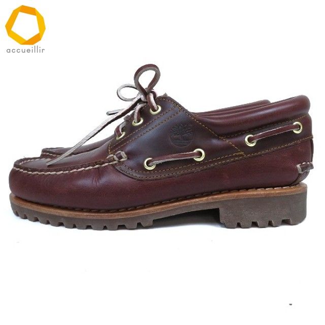 as ティンバーランド Timberland デッキシューズ 25cm 赤茶 モカシン オーセンティック 3アイレット クラシック メンズ 968263 k01