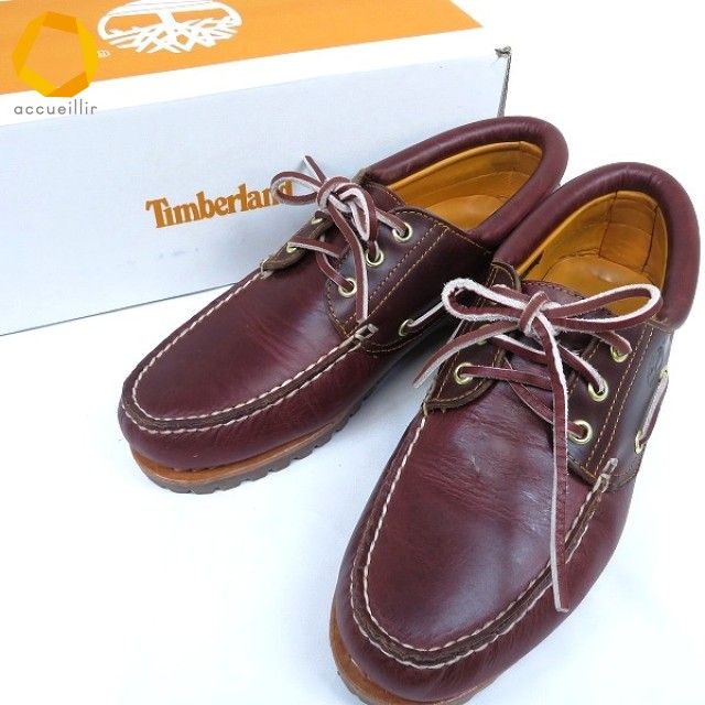 as ティンバーランド Timberland デッキシューズ 25cm 赤茶 モカシン オーセンティック 3アイレット クラシック メンズ 968263 k01