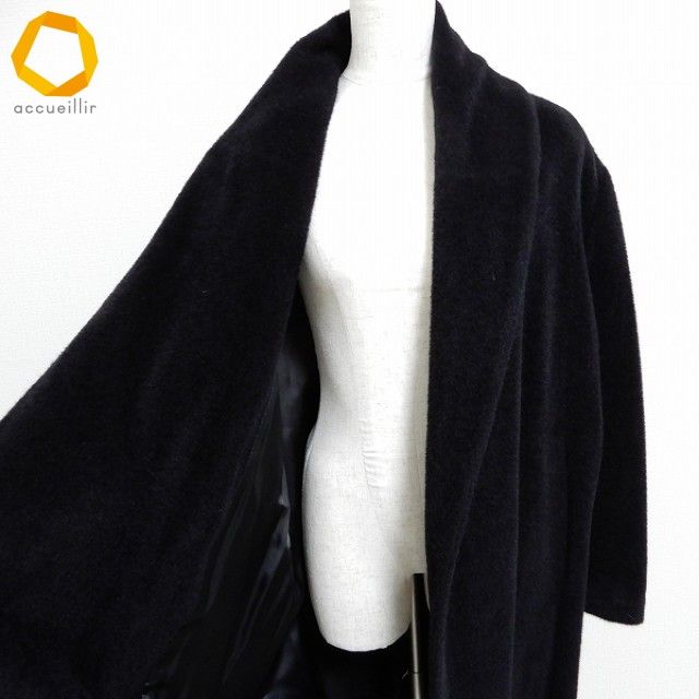 wnc ハロッズ Harrods コート 40 黒 ロング ベルト付き アルパカ混