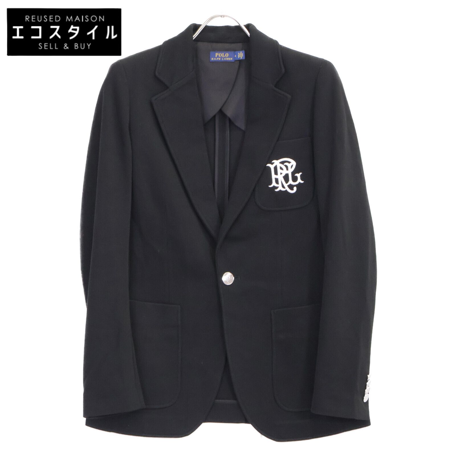 PoloSportRalphLauren ポロスポーツラルフローレン ﾌﾞﾗｯｸ 刺繍ﾛｺﾞ 銀