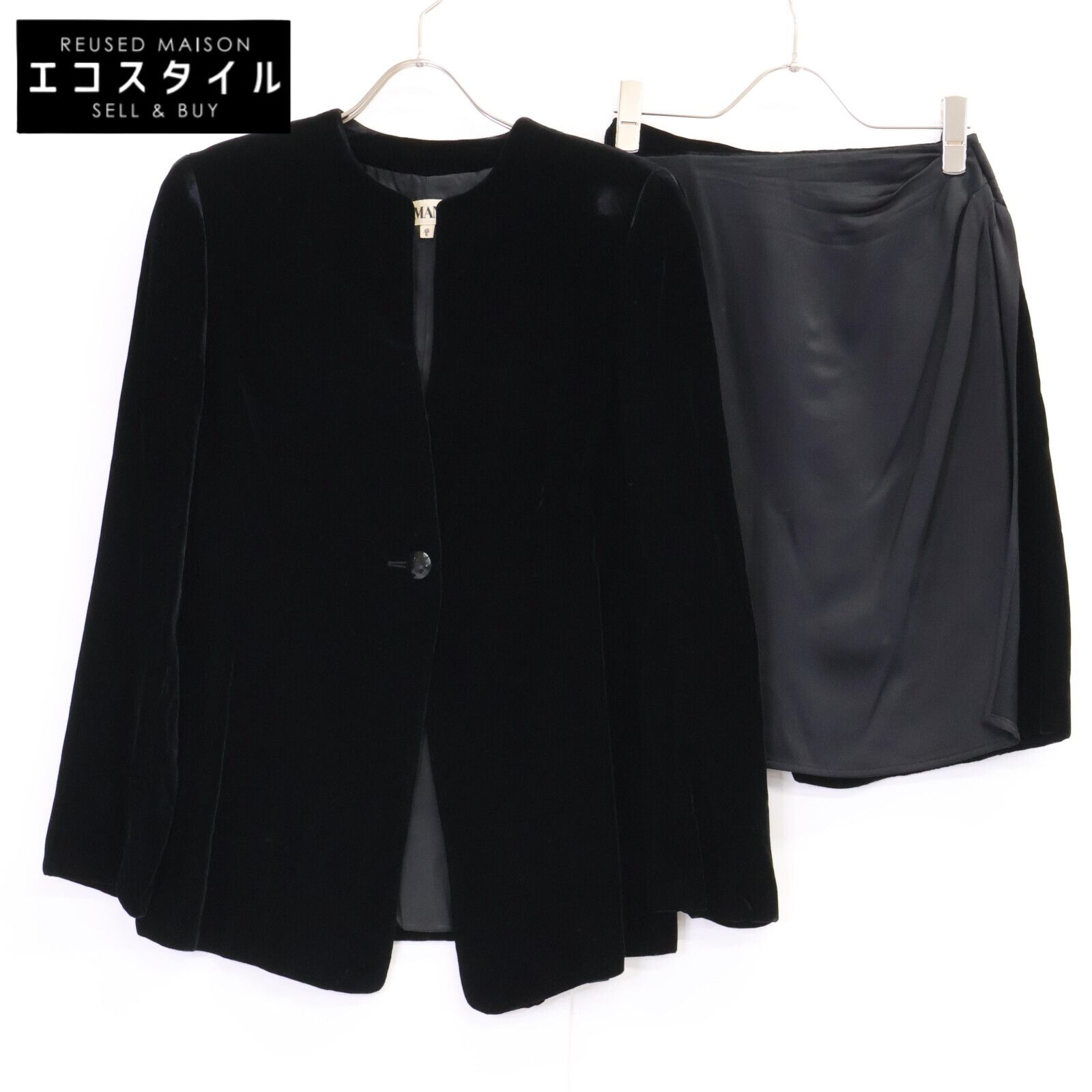 ARMANI アルマーニ MANI D-TK-6246 ブラック ベルベット スーツ セットアップ 40 6