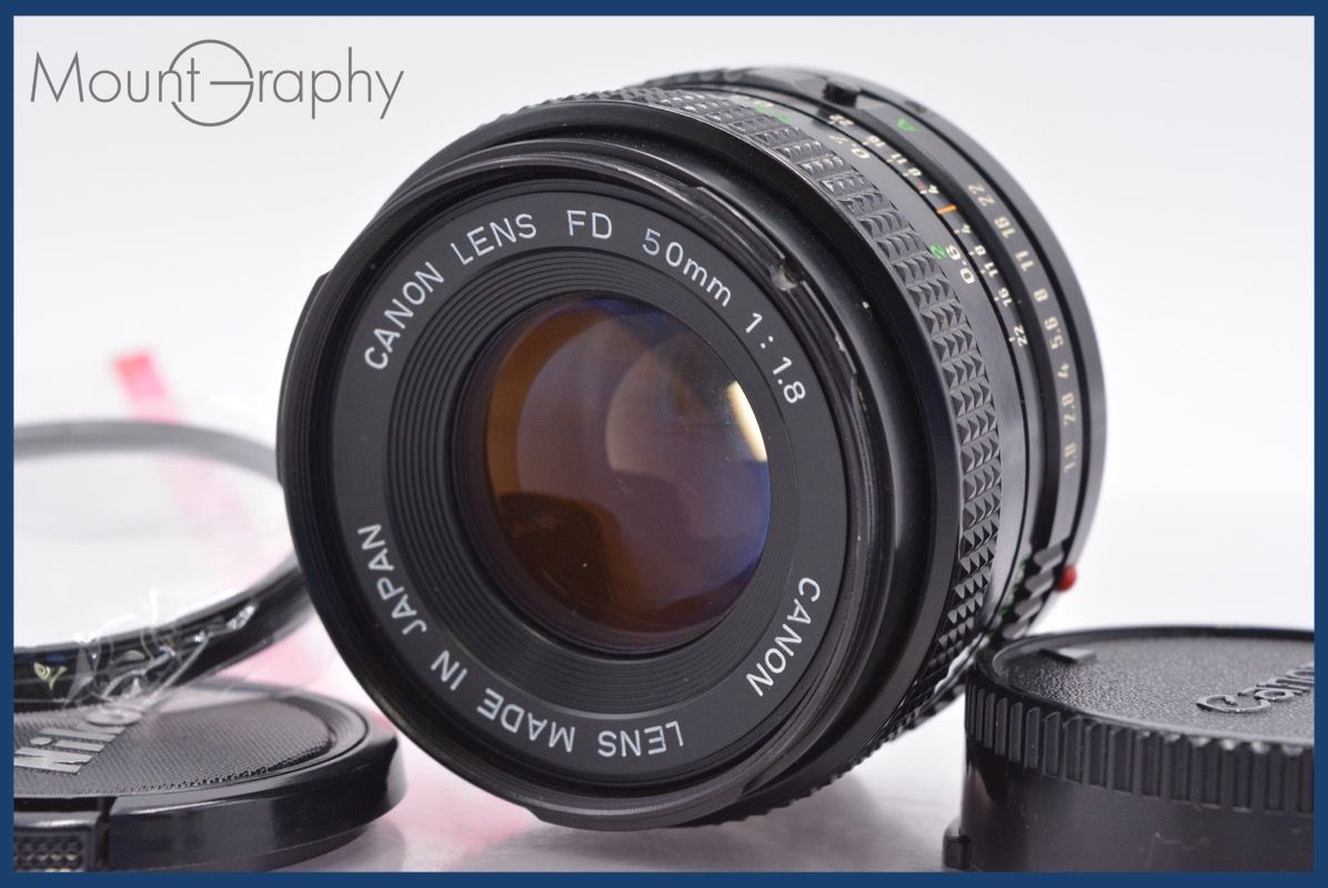キヤノン Canon NEW FD 50mm F1.8 前後キャップ-レンズフィルター付 完動 同梱可 am1405