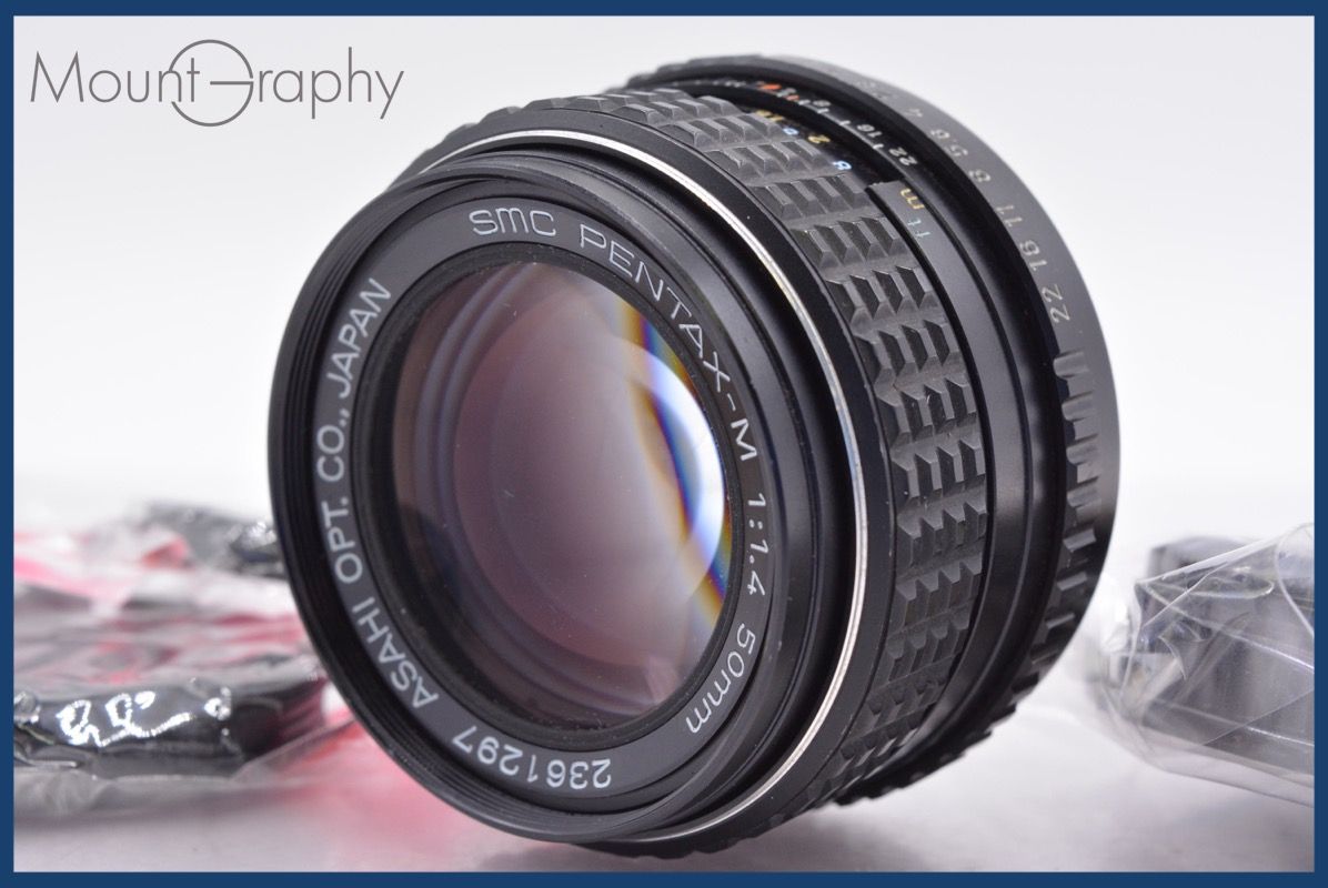 上 ペンタックス PENTAX SMC PENTAX-M 50mm F1.4 前後キャップ-レンズフィルター付 完動 同梱可 am1424