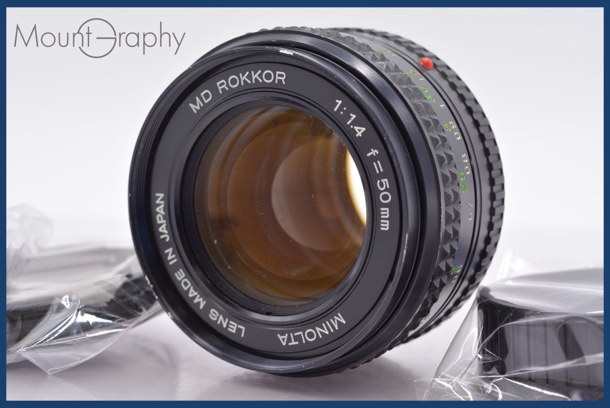 ミノルタ MINOLTA MD ROKKOR50mm F1.4 前後キャップ-レンズフィルター付 完動 同梱可 am1425