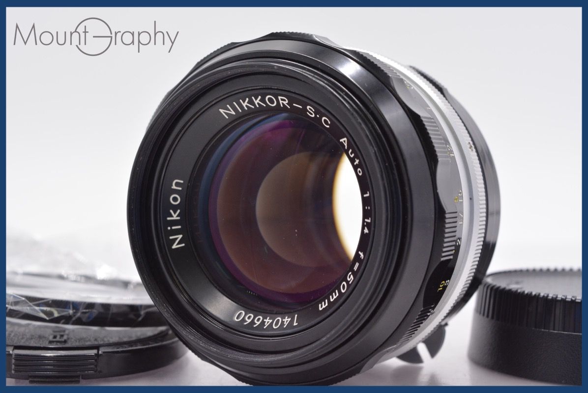 ニコン Nikon NIKKOR-S.C Auto 50mm F1.4 非Ai 前後キャップ-レンズフィルター付 完動 同梱可 am1431
