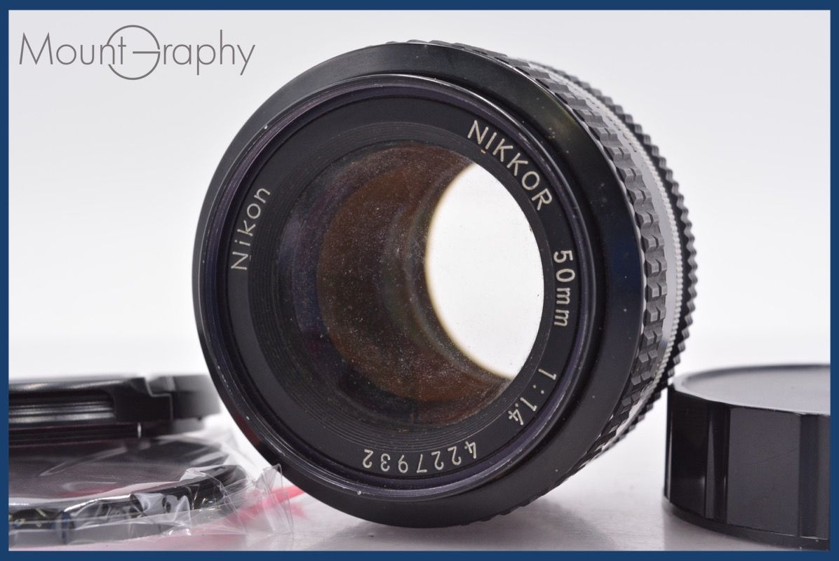 ニコン Nikon NIKKOR 50mm F1.4 Ai 前後キャップ-レンズフィルター付 同梱可 am1443