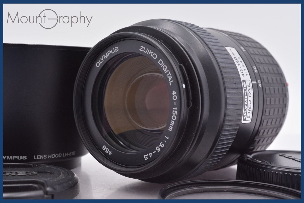 オリンパス OLYMPUS ZUIKO DIGITAL 40-150mm F3.5-4.5 前後キャップ-レンズフィルター レンズフード付 完動 am1465