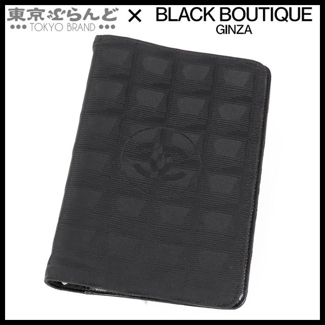 シャネル CHANEL ニュートラベルライン ブラック 黒 シルバー金具 ナイロン 6穴式 7番台 手帳カバー レディース 101830472