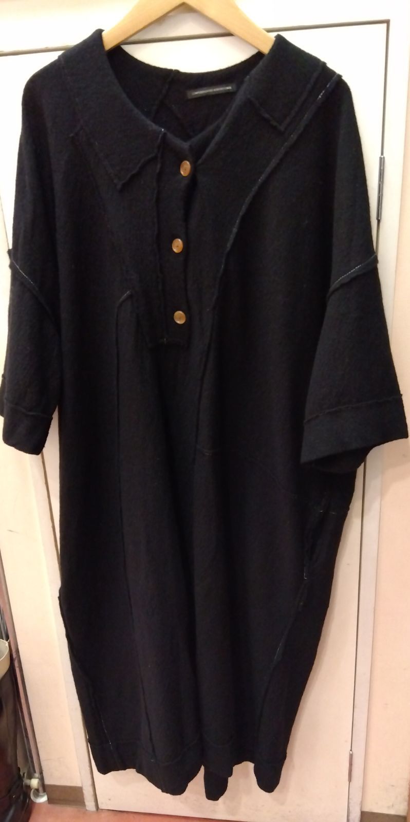 M17 ワイズ Y s ワンピース フェルト ヨウジヤマモト ウール 毛100% 七分袖 ゆったり