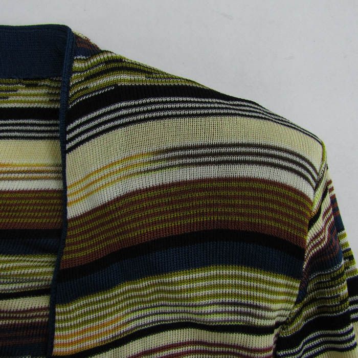 限定SUMMERセール開催中。 ミッソーニ オープンカーディガン トップス ロング ボーダー柄 イタリア製 レディース ﾌﾘｰサイズ 黄×紺 Missoni