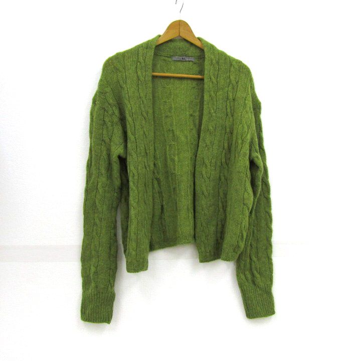 フォーティファイブアール オープンカーディガン トップス 長袖 ケーブルニット 45rpm レディース 3サイズ 黄緑 45R