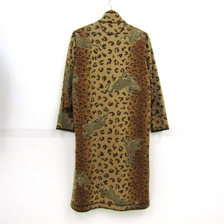 伊太利屋 ロングコート スタンドカラー アウター レオパード ヒョウ柄