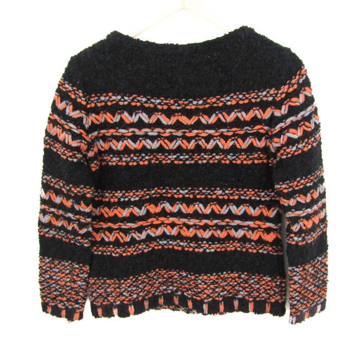 ルネ ニット トップス 長袖 セーター モヘヤ混 レディース 36サイズ 黒×オレンジ Rene