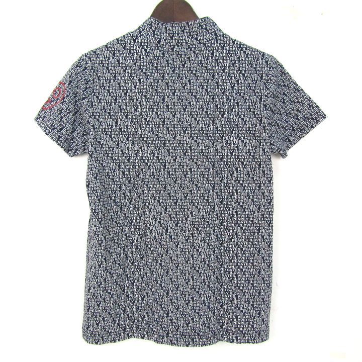 パーリーゲイツ 半袖Tシャツ モックネック ロゴ総柄 ゴルフウエア