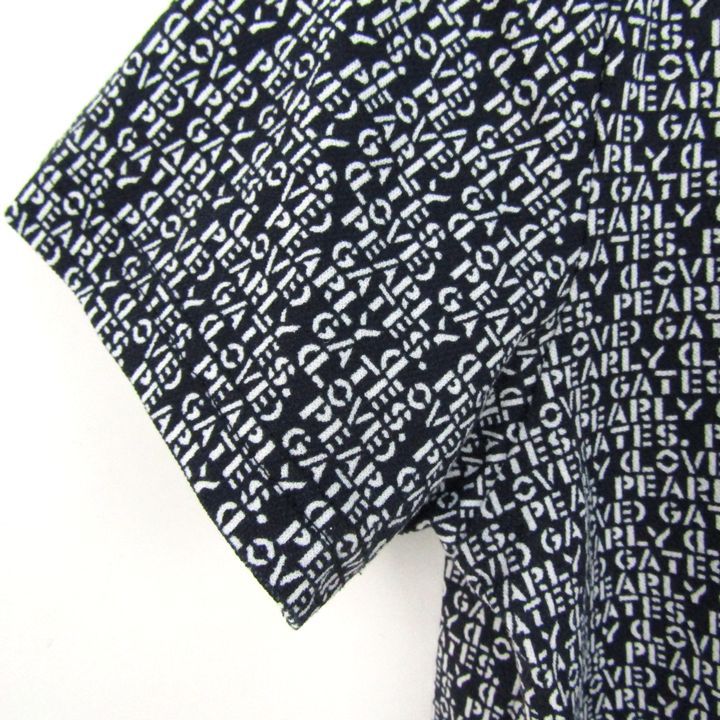 パーリーゲイツ 半袖Tシャツ モックネック ロゴ総柄 ゴルフウエア