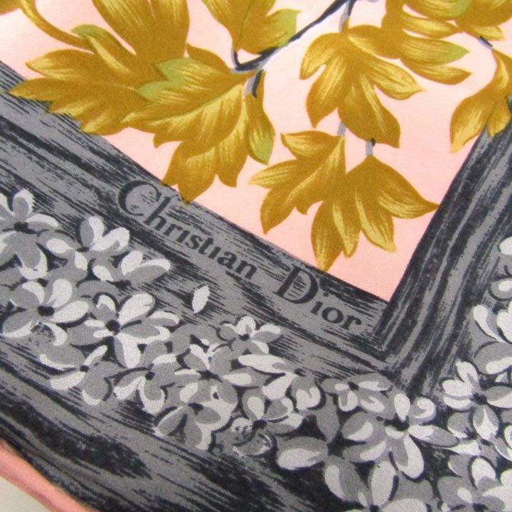 クリスチャンディオール スカーフ 花柄 シルク ブランド レディース グレー ピンク Christian Dior