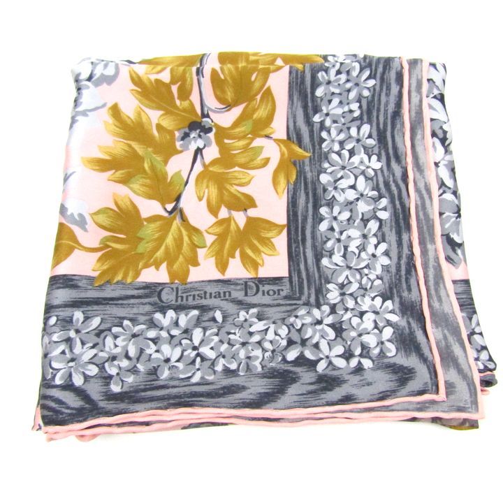 クリスチャンディオール スカーフ 花柄 シルク ブランド レディース グレー ピンク Christian Dior