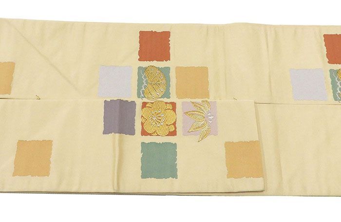  名古屋帯 仕立て上がり 小 松竹梅 格子 九寸名古屋帯 仕立済み h 3151 名古屋帯 帯