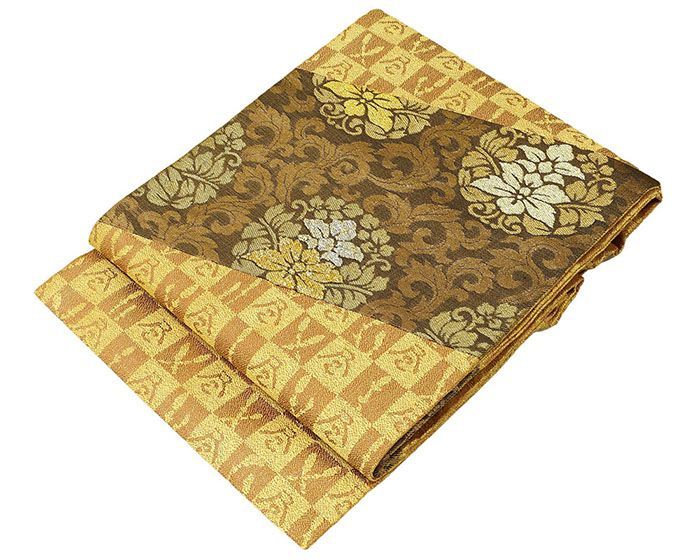 名古屋帯 仕立て上がり 唐花 つくし 尽 切り嵌め 九寸名古屋帯 仕立済み h 3150