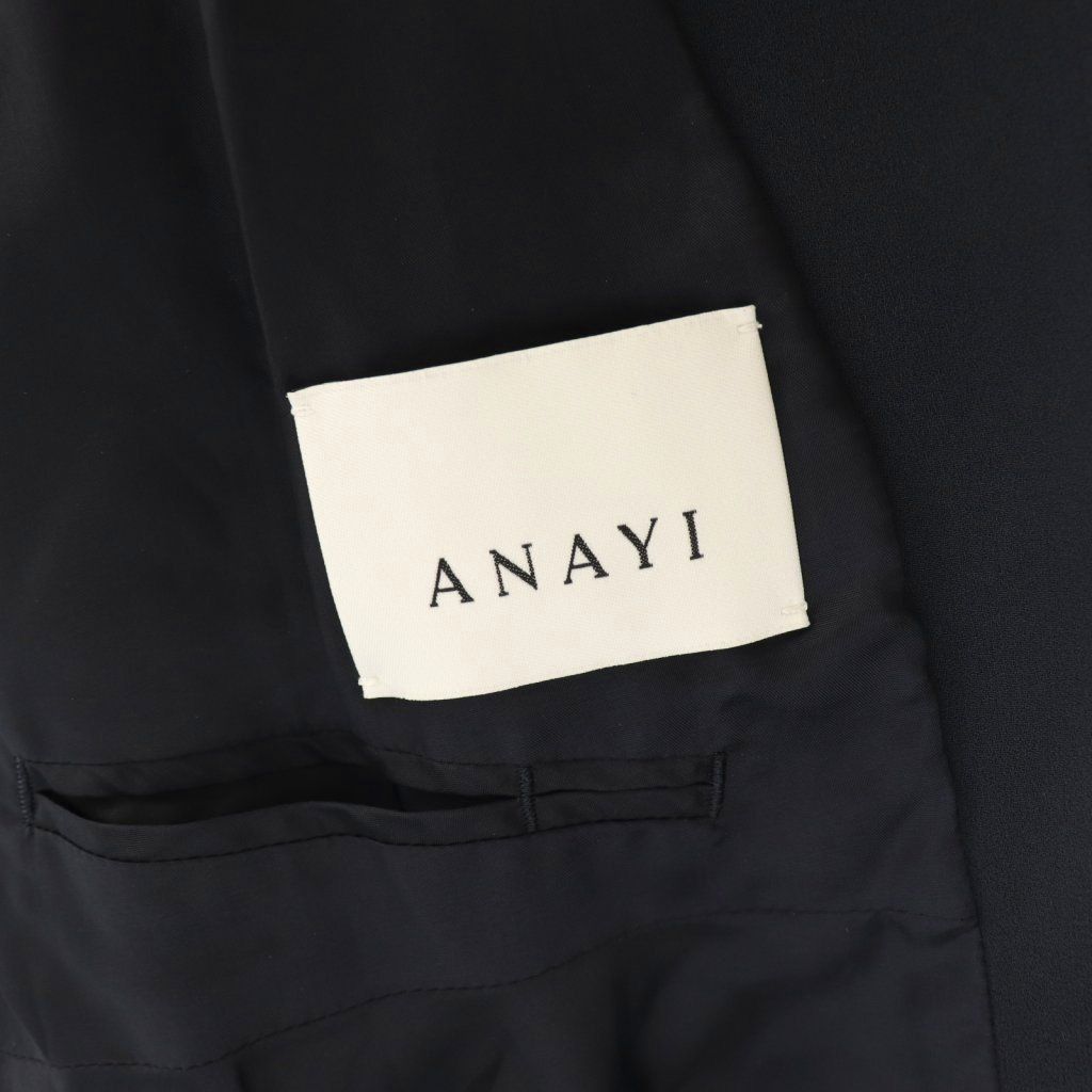 アナイ ANAYI トリアセテートサテンフレアジャケット ノーカラー