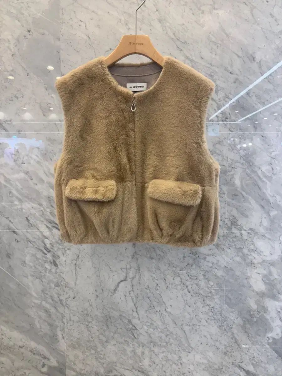 js YORK スター 企画 2025 f w フェイクファー 裾シャーリング ジップアップ ベスト ベスト ジレ ベスト ジレ ビスチェ