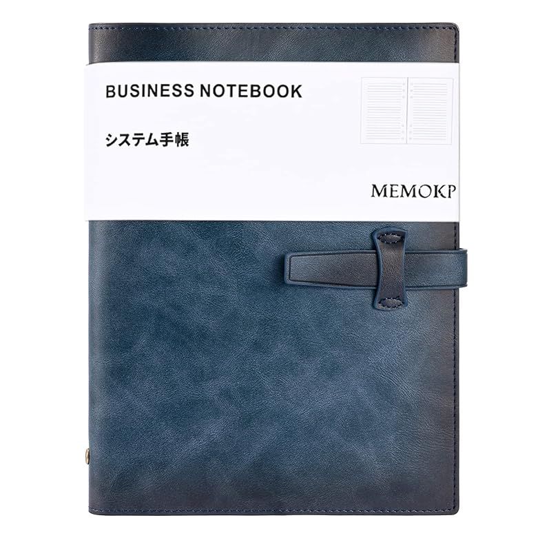 システム手帳 A5 本革 6穴リング ビジネス手帳 メモ帳ノート ポッケト収納 カード収納 スケジュール帳 オフイス用品 ルーズリーフ ペンホルダーリフィル付き 卒業 就職 昇進お祝い A5 ブル
