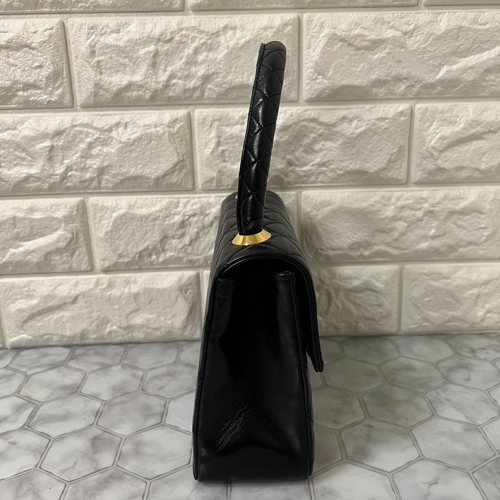 【超美品】シャネル ラムスキン ケリー マトラッセハンドバッグ #104 超美品】 シャネル ケリーバッグ ラムスキン トップハンドル ＃174