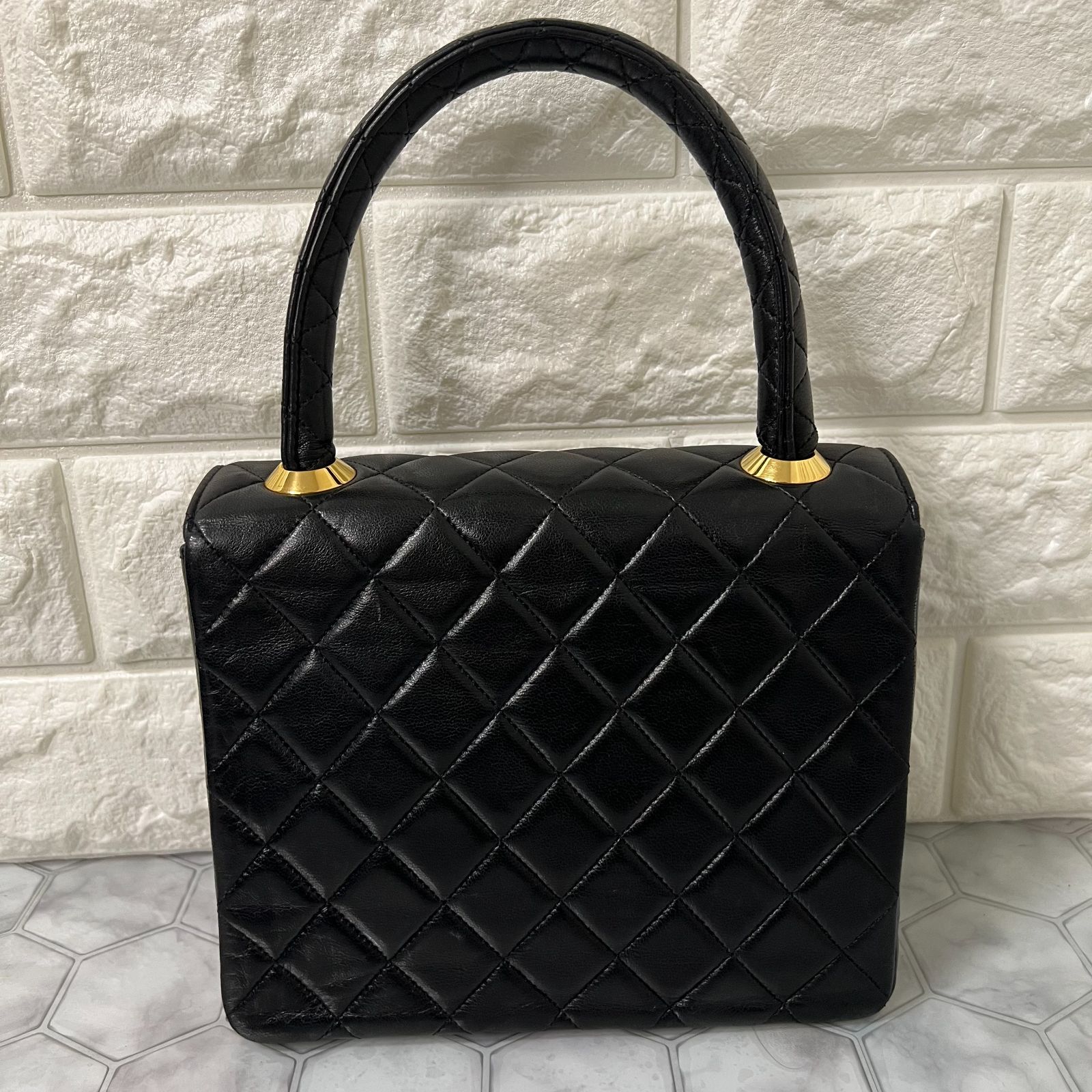 【超美品】シャネル ラムスキン ケリー マトラッセハンドバッグ #104 超美品】 シャネル ケリーバッグ ラムスキン トップハンドル ＃174