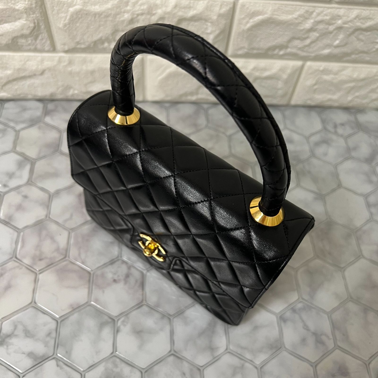 【超美品】シャネル ラムスキン ケリー マトラッセハンドバッグ #104 超美品】 シャネル ケリーバッグ ラムスキン トップハンドル ＃174